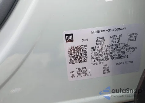 2024 Chevrolet Trailblazer Awd Rs из США, поврежденный, VIN KL79MUSL7RB092801